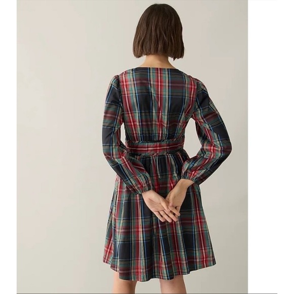 J.Crew V-neck taffeta mini dress in Stewart tartan - Picture 5 of 9